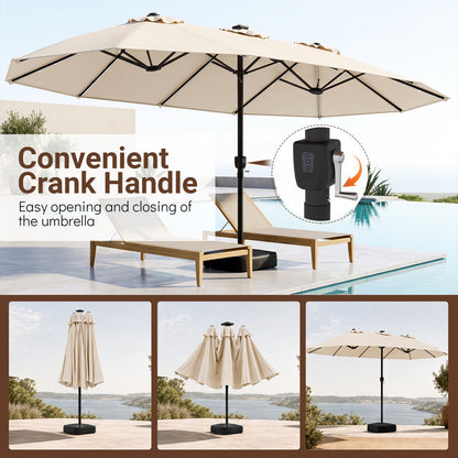 15.5FT Extra-Large Patio Umbrella, 12 Ribs, Beige Outdoor Umbrellas at Gallery Canada