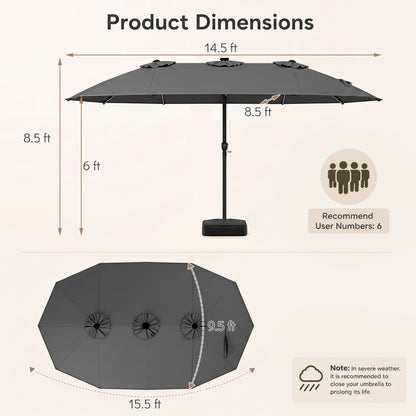 15.5FT Extra-Large Patio Umbrella, Gray Outdoor Umbrellas at Gallery Canada