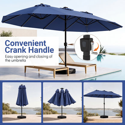 15.5FT Patio Umbrella With Base, 12 Ribs, Navy Outdoor Umbrellas at Gallery Canada