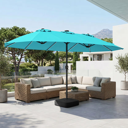 15.5FT Patio Umbrella With Base, 12 Ribs, Turquoise Outdoor Umbrellas at Gallery Canada