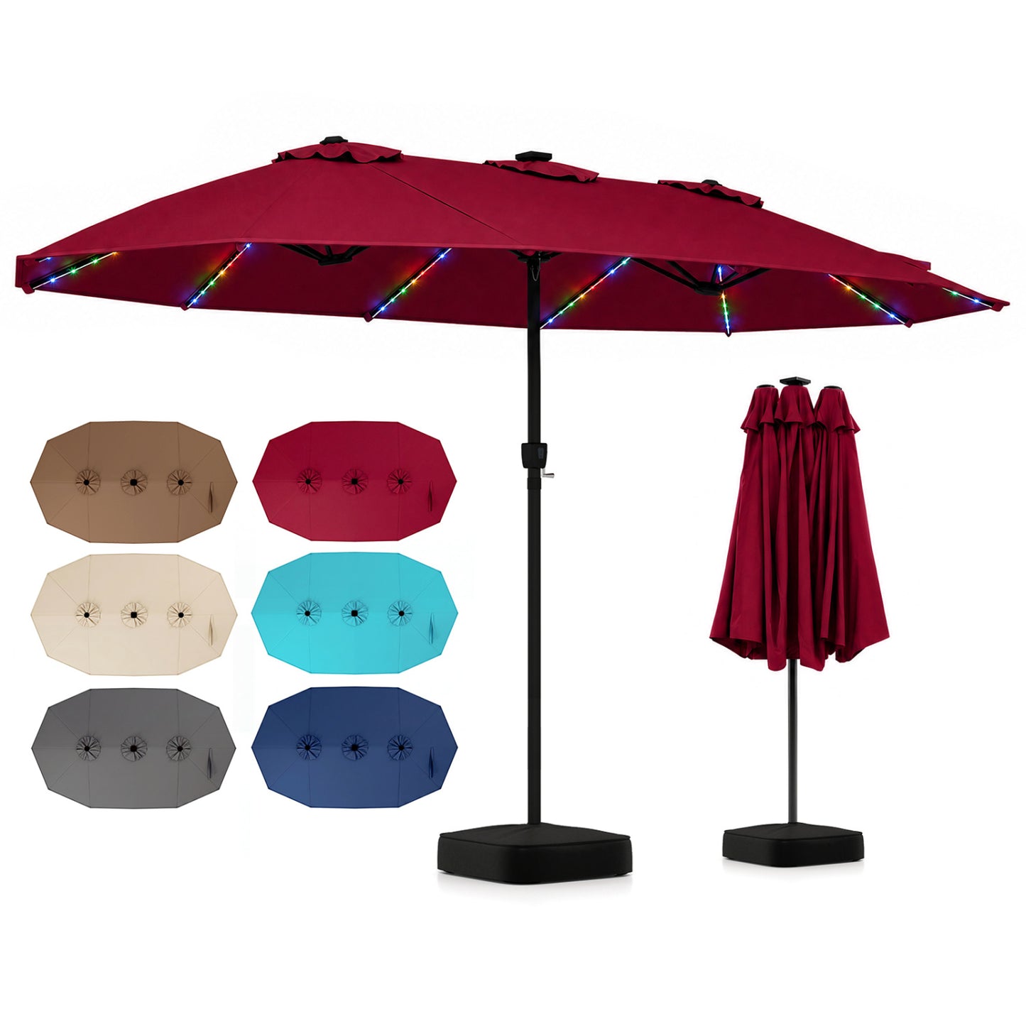 15.5FT Extra-Large Patio Umbrella With Base, Red Outdoor Umbrellas Red at Gallery Canada
