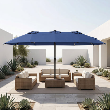 Extra-Large Patio Umbrella 12 Ribs, Blue