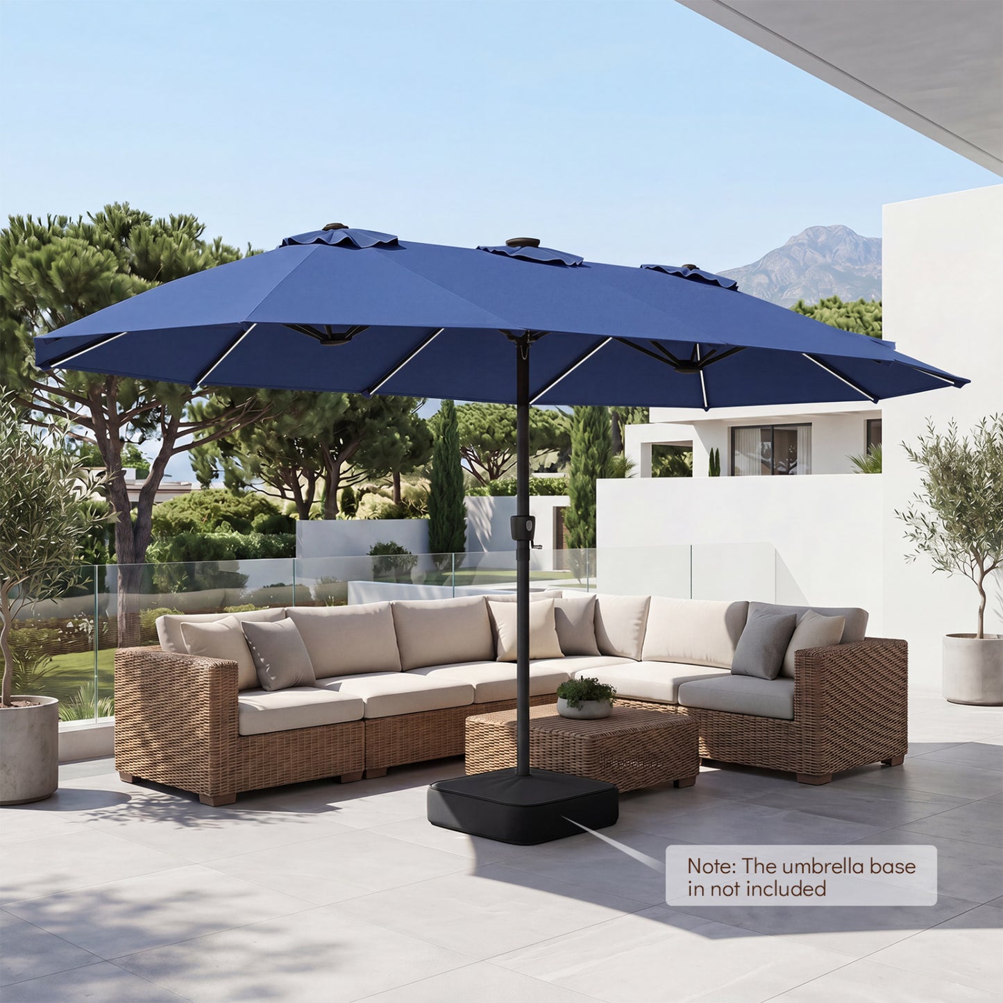 Extra-Large Patio Umbrella 12 Ribs, Blue