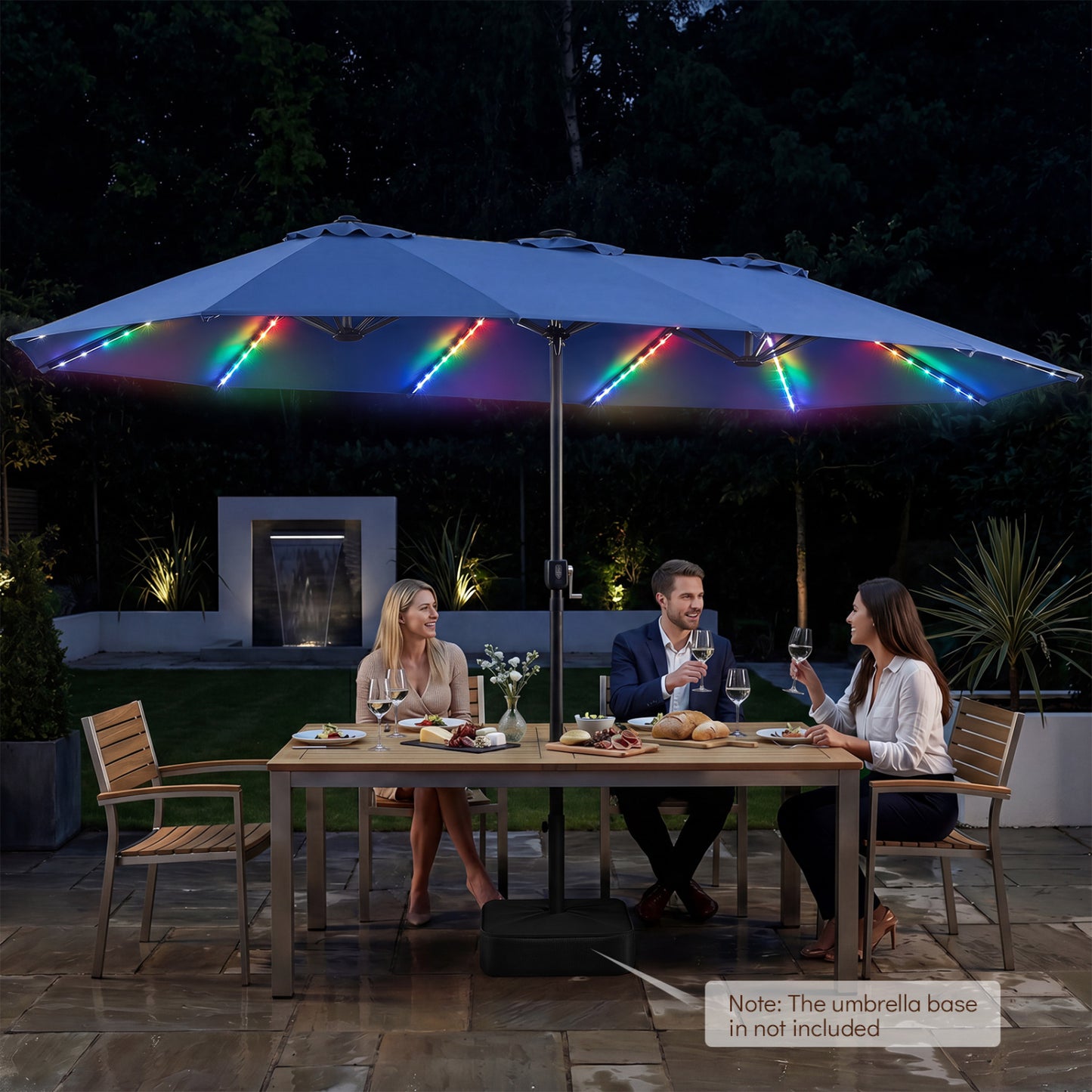 Extra-Large Patio Umbrella 12 Ribs, Blue