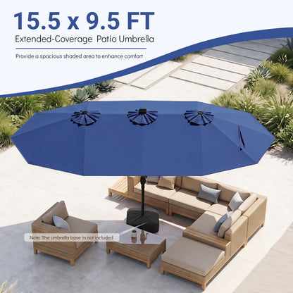 Extra-Large Patio Umbrella 12 Ribs, Blue