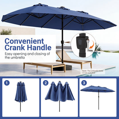 Extra-Large Patio Umbrella 12 Ribs, Blue