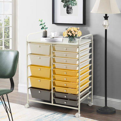 15-Drawer Rolling Storage Cart, Yellow File Cabinets at Gallery Canada