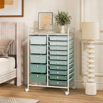 15-Drawer Rolling Cart, Multi-Use Storage, Light Green, Lime Green File Cabinets at Gallery Canada