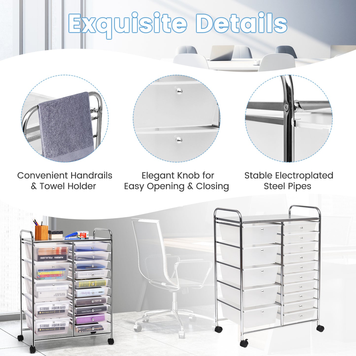 15-Drawer Rolling Organizer Cart, Transparent File Cabinets at Gallery Canada