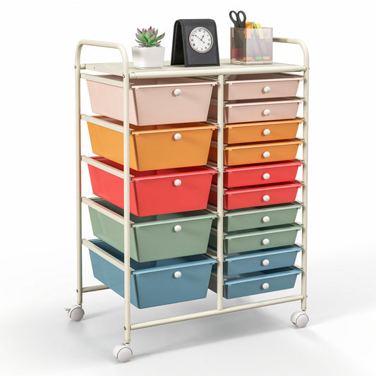 15-Drawer Rolling Organizer Cart, Deep, Multicolor File Cabinets Deep Multicolor at Gallery Canada