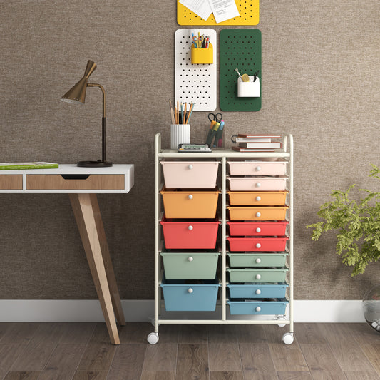15-Drawer Rolling Organizer Cart, Deep, Multicolor File Cabinets Deep Multicolor at Gallery Canada