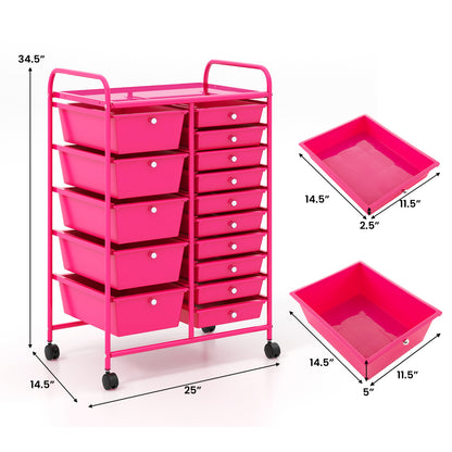 15-Drawer Rolling Organizer Cart, Pink File Cabinets at Gallery Canada