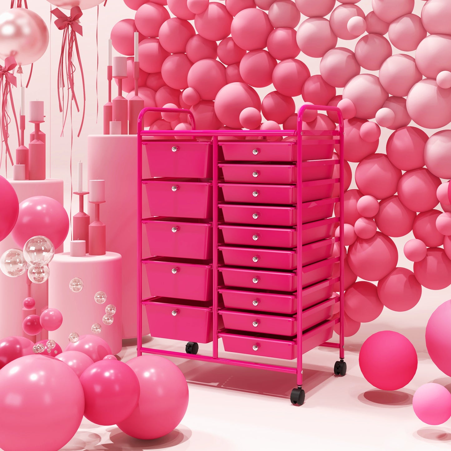 15-Drawer Rolling Organizer Cart, Pink File Cabinets at Gallery Canada