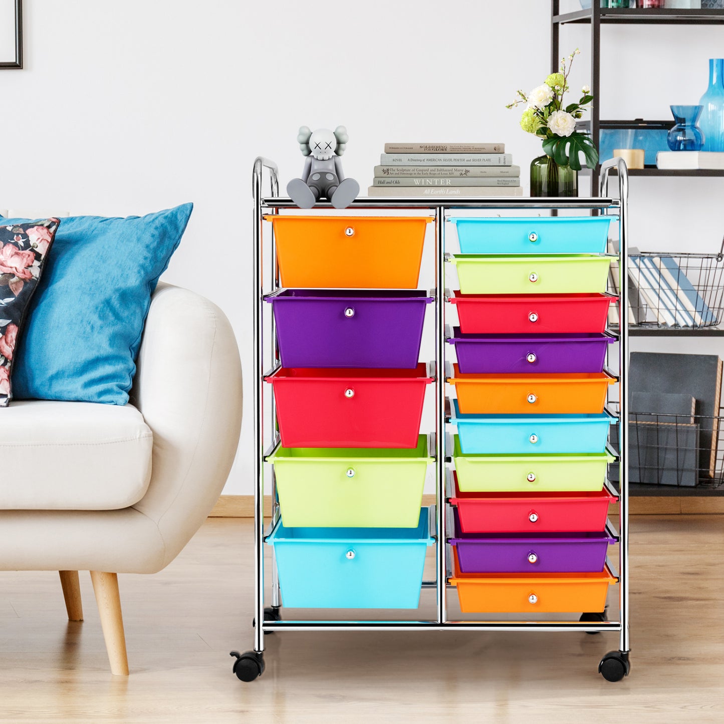 15-Drawer Rolling Organizer Cart, Multicolor File Cabinets at Gallery Canada