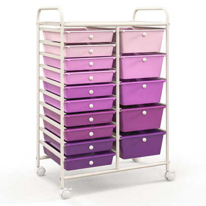 15-Drawer Rolling Organizer Cart, Purple File Cabinets Purple at Gallery Canada