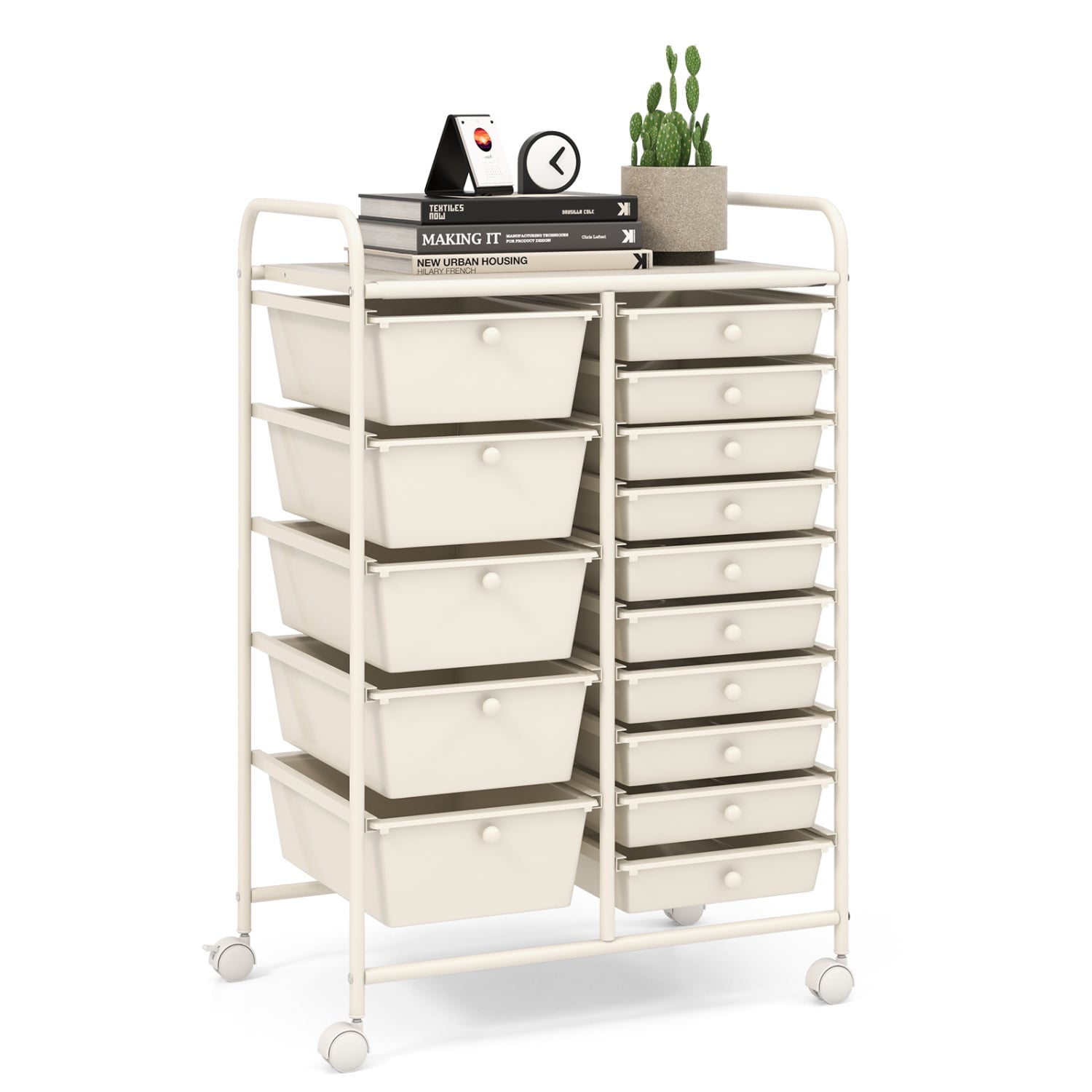 15-Drawer Rolling Organizer Cart, White File Cabinets White at Gallery Canada