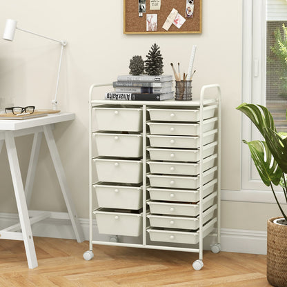 15-Drawer Rolling Organizer Cart, White File Cabinets at Gallery Canada