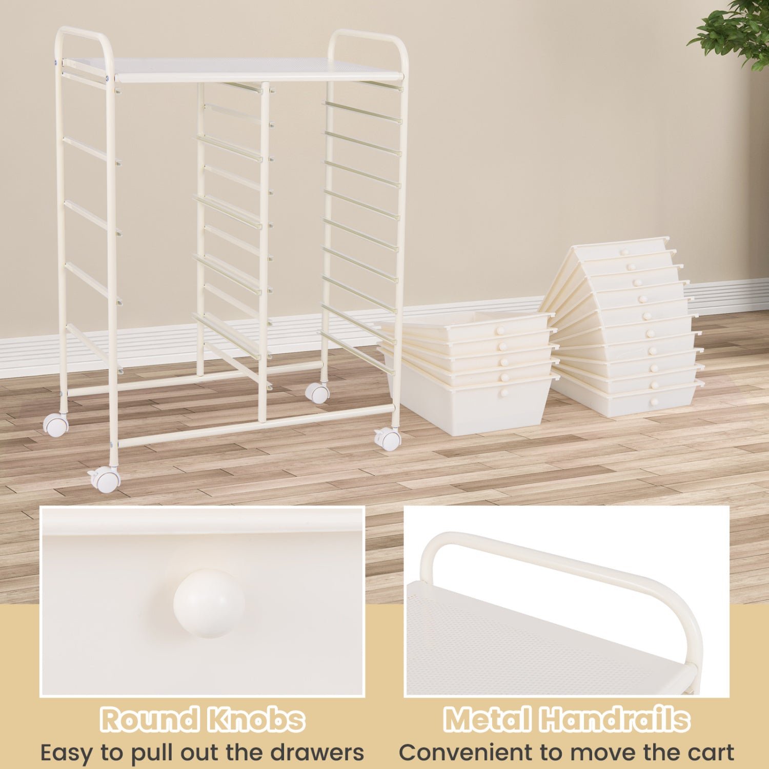 15-Drawer Rolling Organizer Cart, White File Cabinets at Gallery Canada