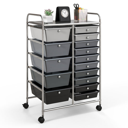 15-Drawer Rolling Organizer Cart, Gradient, Gray File Cabinets Gradient Gray at Gallery Canada