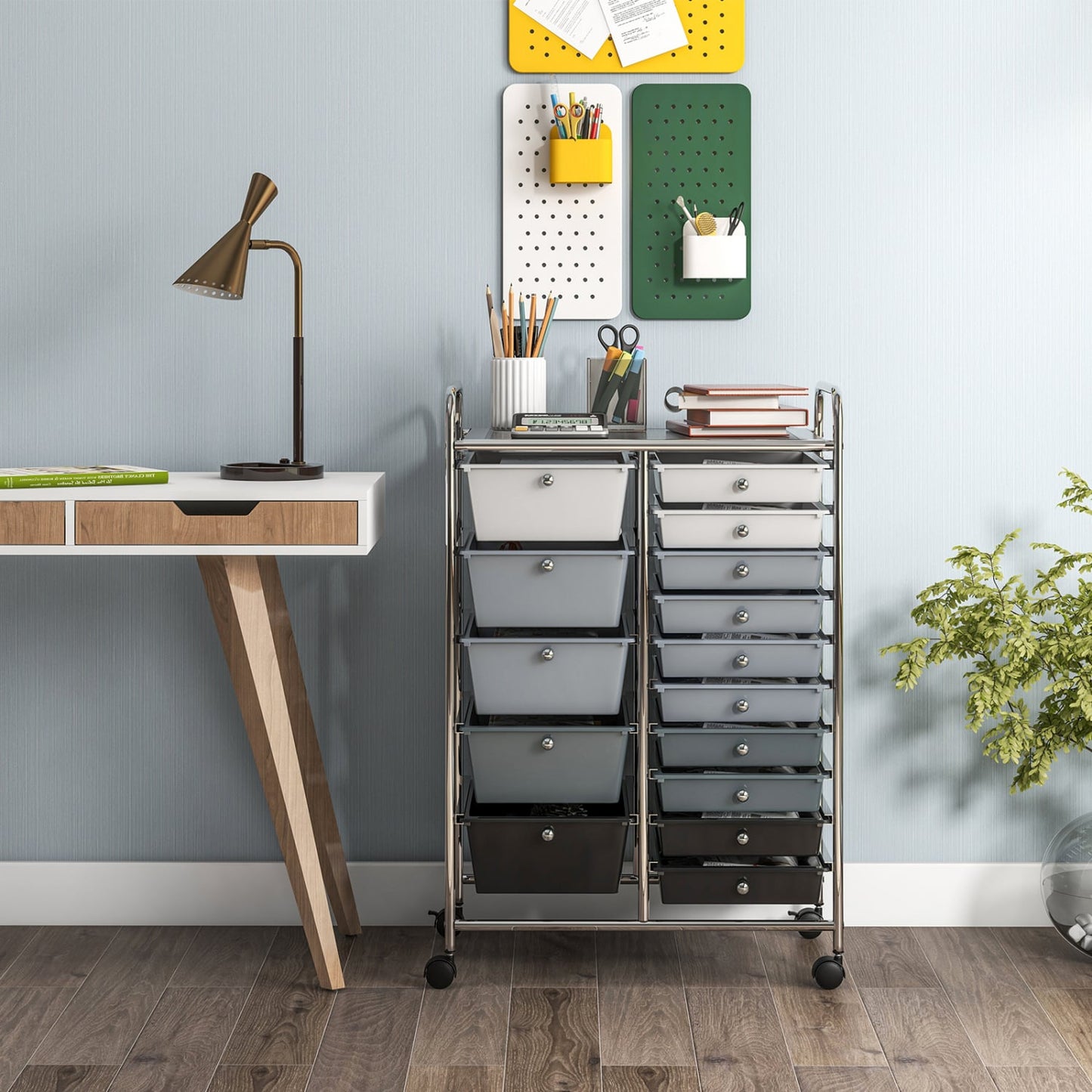 15-Drawer Rolling Organizer Cart, Gradient, Gray File Cabinets at Gallery Canada