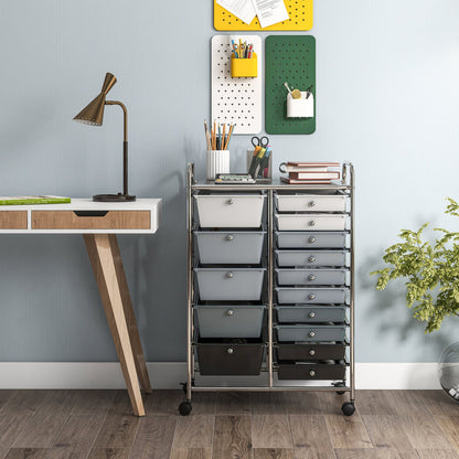 15-Drawer Rolling Organizer Cart, Gradient, Gray File Cabinets at Gallery Canada