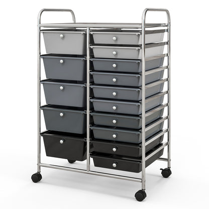 15-Drawer Rolling Organizer Cart, Gradient, Gray File Cabinets at Gallery Canada