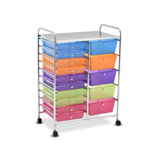 15 Drawers Rolling Storage Cart Organizer, Multicolor, Transparent File Cabinets Transparent Multicolor at Gallery Canada