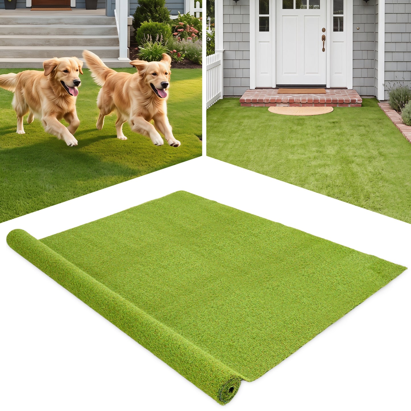15 x 7 Feet Artificial Turf Rug with Low 0.75 inch Pile Height Decorative Fencing & Flooring at Gallery Canada