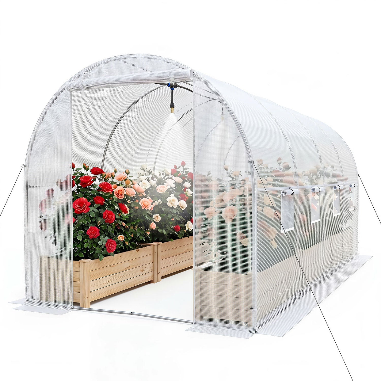 15x7x7 Ft Walk-In Tunnel Greenhouse, White Greenhouses White at Gallery Canada
