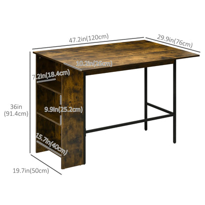 Counter Height Table, Drop Leaf, Extendable, Adjustable Shelf, Rustic Brown, Brown Bar Sets at Gallery Canada