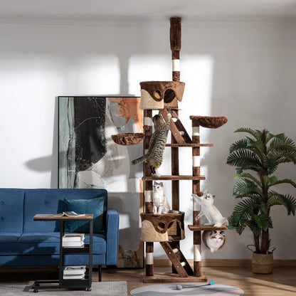 94"-102" Cat Tree, Ceiling High Condo, Scratching Post, Multi-Level Play House Floor to Ceiling Cat Trees at Gallery Canada
