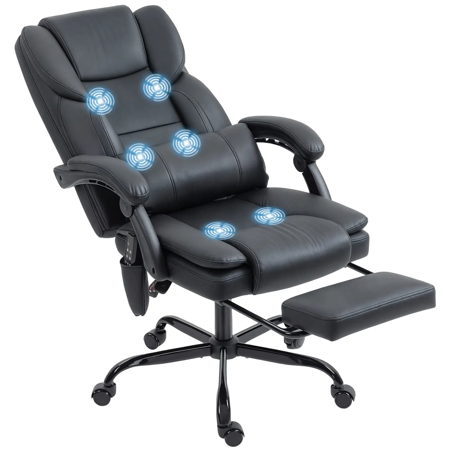 Massage Office Chair, Faux Leather Reclining Desk Chair with Lumbar Support, Footrest, Black Massage Chairs at Gallery Canada