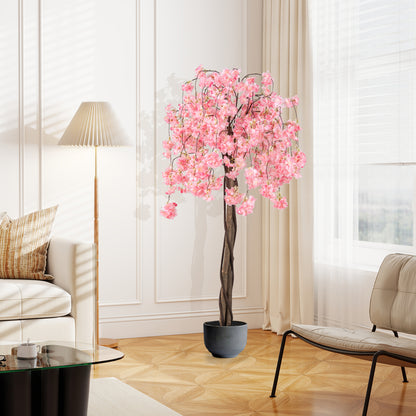 5.5 FT Artificial Cherry Blossom Tree, 1 Pack, Pink/White Flowers Faux Plants at Gallery Canada