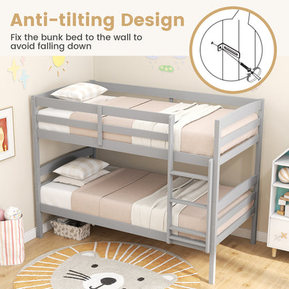 Solid Wood Twin Over Twin Bunk Bed Frame, Gray Bunk Bed Frame at Gallery Canada