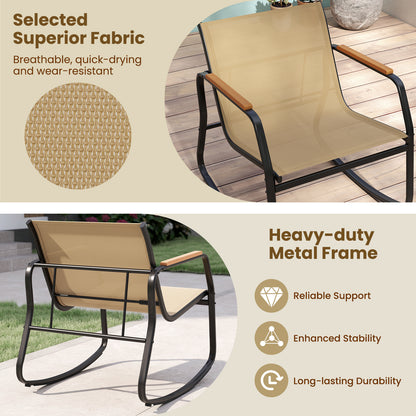 3 Piece Rocking Bistro Chairs, Side Table Set, Storage Bag, Brown Patio Conversation Sets at Gallery Canada