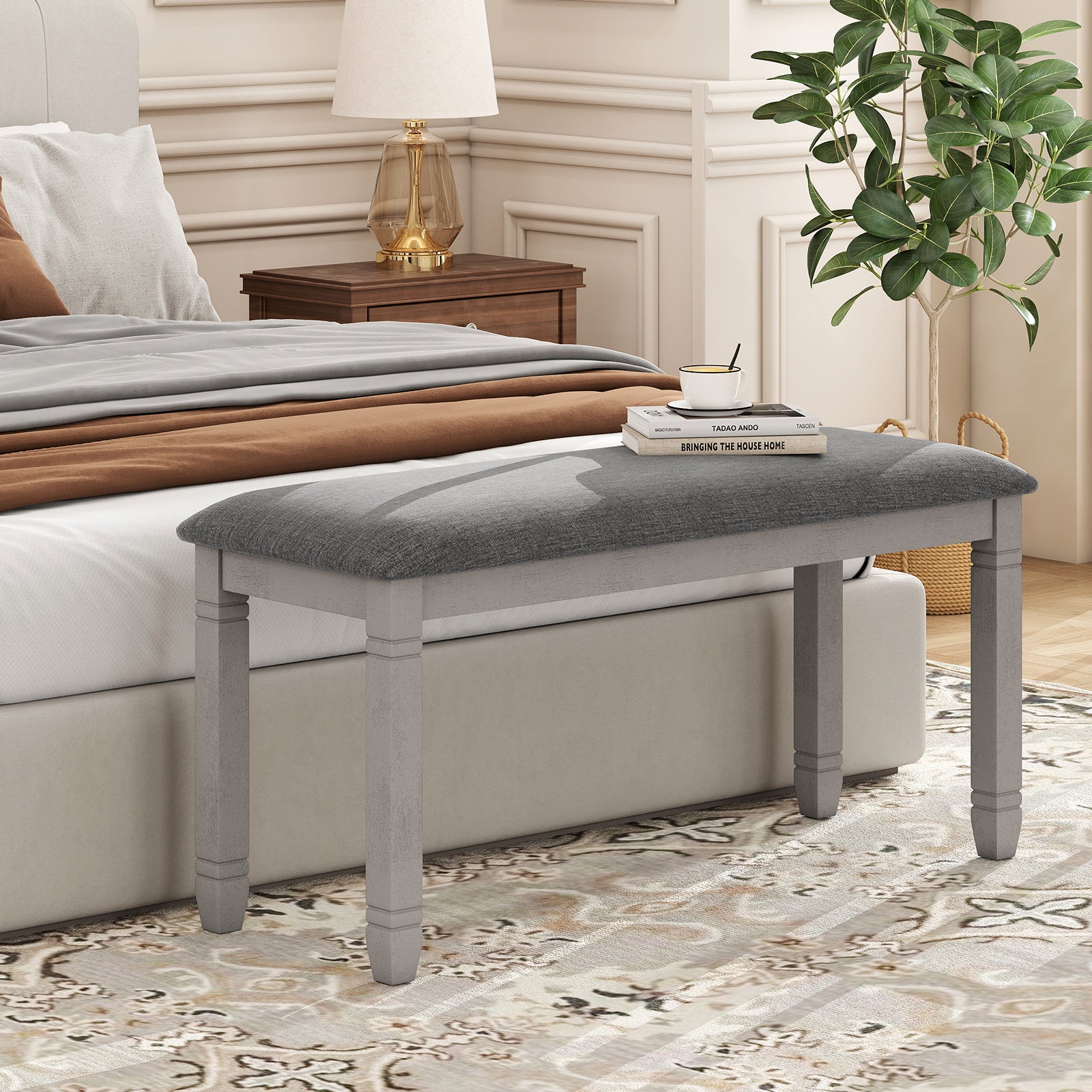 Upholstered Bedroom Bench, Gray Shoe Racks & Storage Benches at Gallery Canada