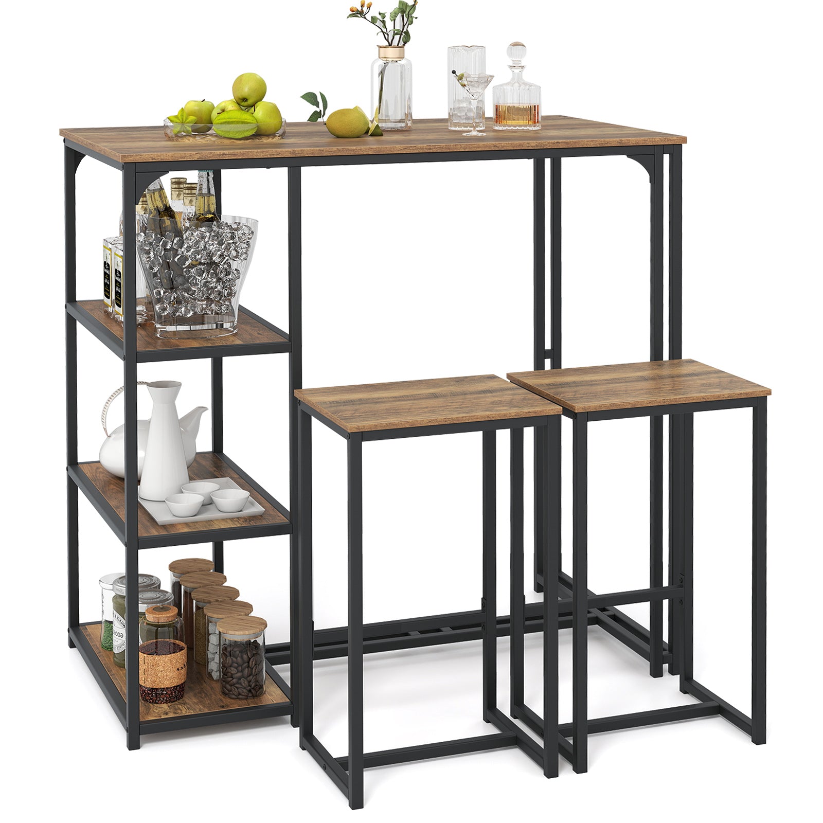 3-Piece Bar Table Set, 2 Bar-Height Dining Table, 2 Stools, Brown Dining Room Sets at Gallery Canada