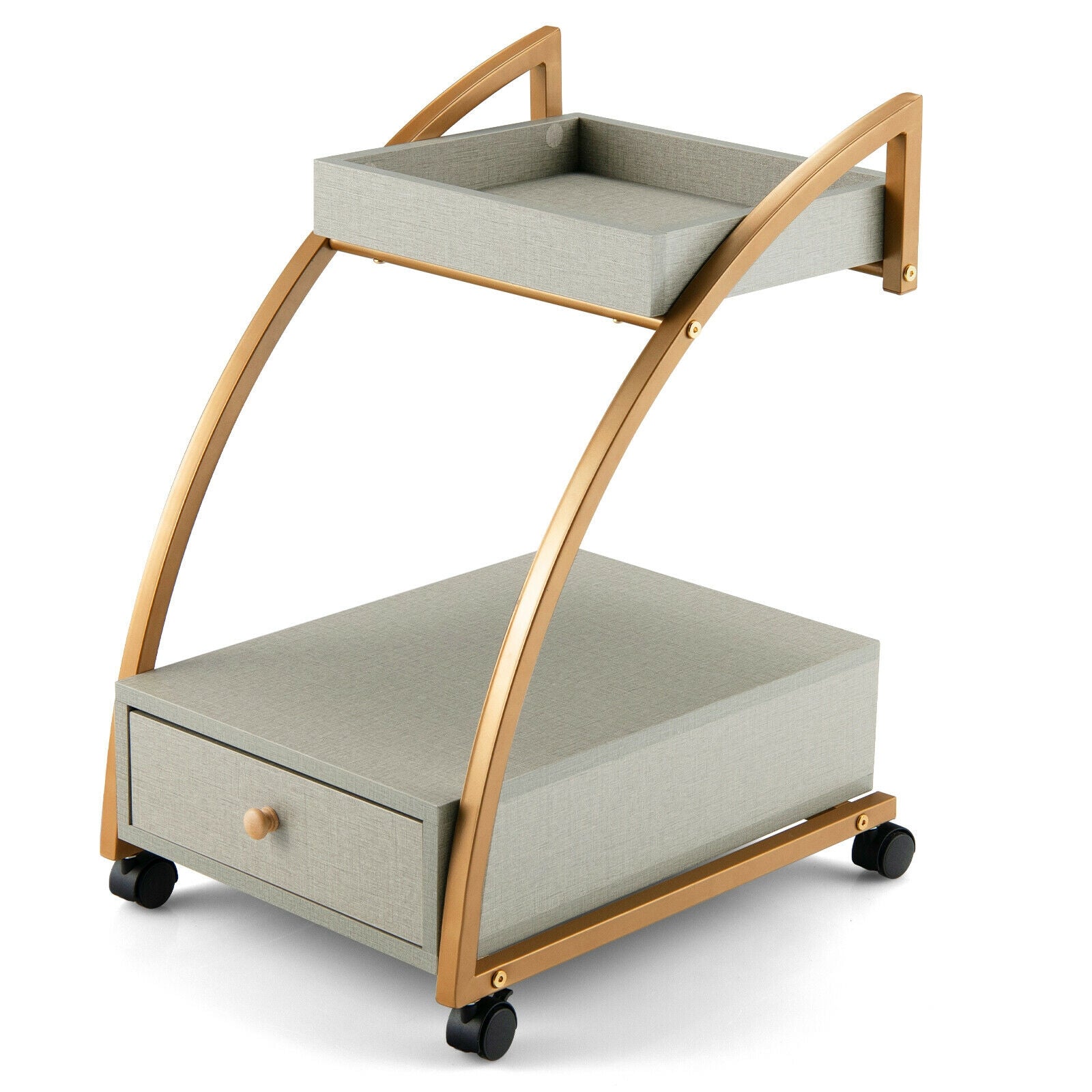Modern Tray Top Rolling End Table, 4 Casters, Storage Drawer, Gray Kitchen Islands & Carts at Gallery Canada