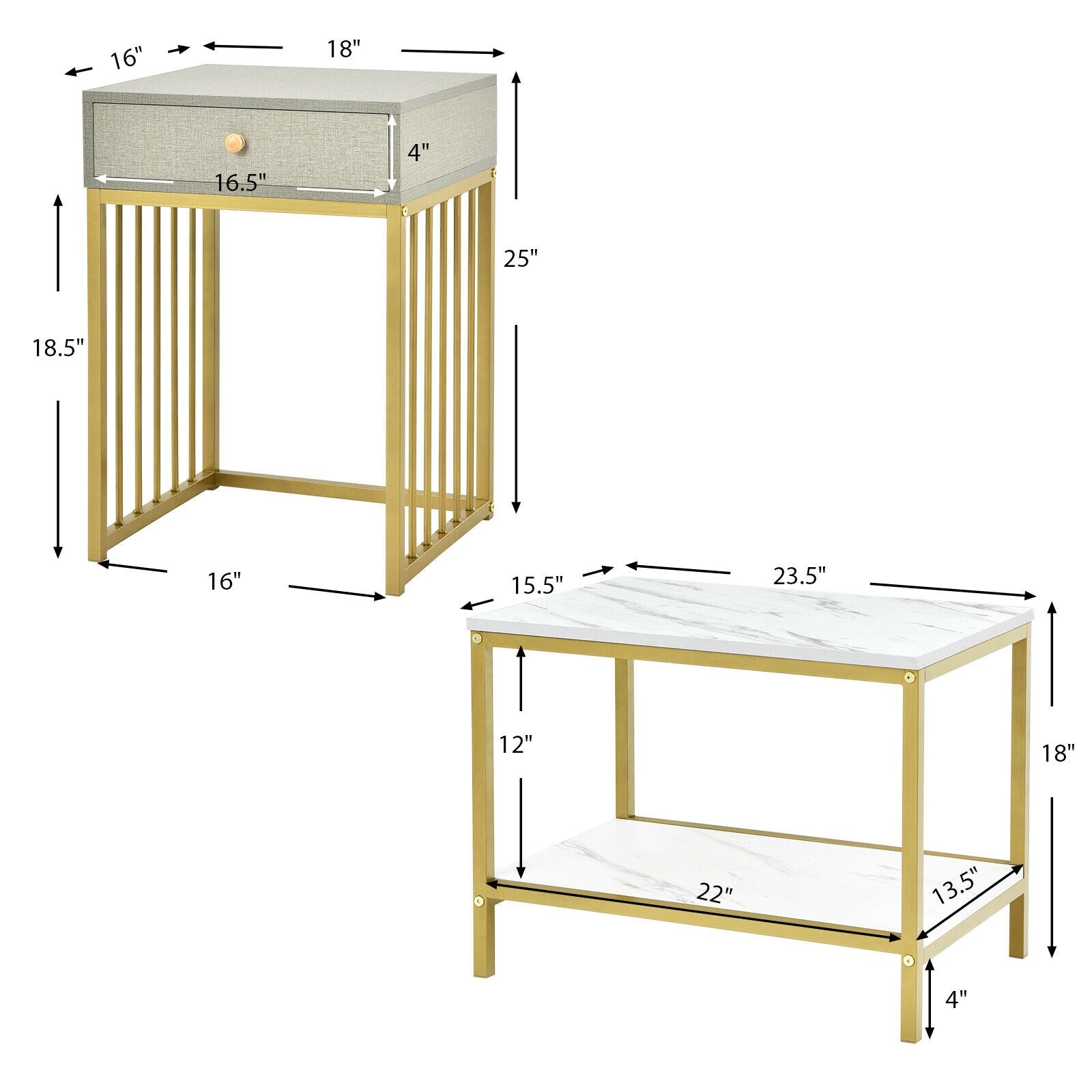 Modern Nesting Coffee Table Set, 2 Pieces, White Coffee Tables at Gallery Canada