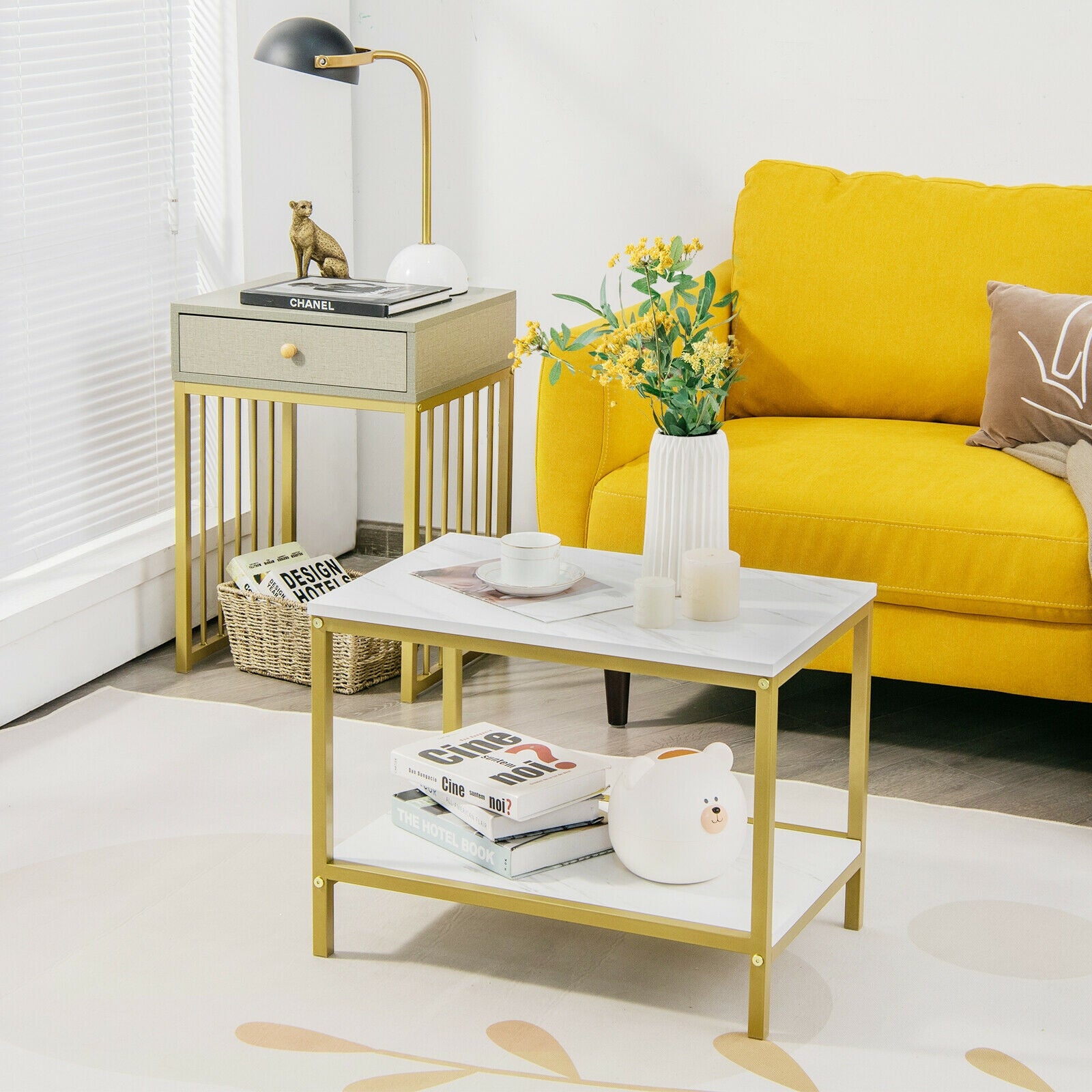 Modern Nesting Coffee Table Set, 2 Pieces, White Coffee Tables at Gallery Canada