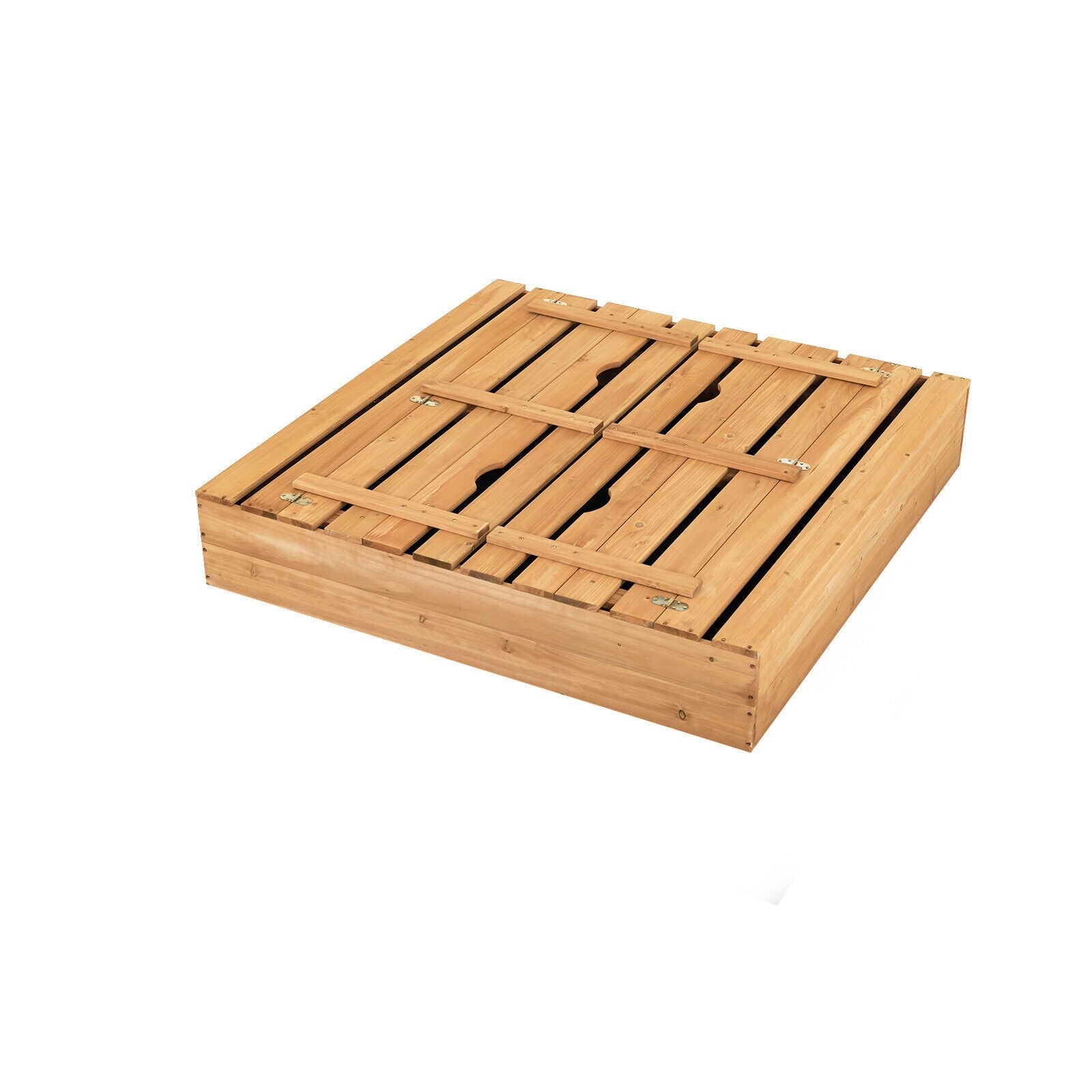 Kids Wooden Sandbox With 2 Foldable Bench Seats, Brown Sandboxes at Gallery Canada