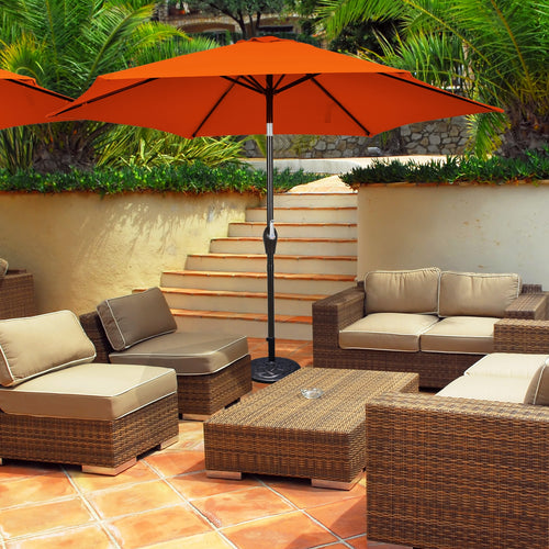 10 Feet Outdoor Patio Umbrella, Tilt Crank, Orange