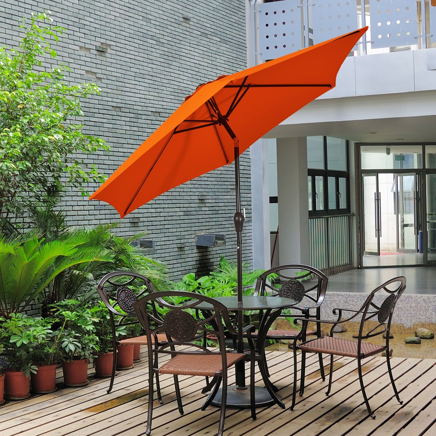 10 Feet Outdoor Patio Umbrella, Tilt Crank, Orange Outdoor Umbrellas at Gallery Canada