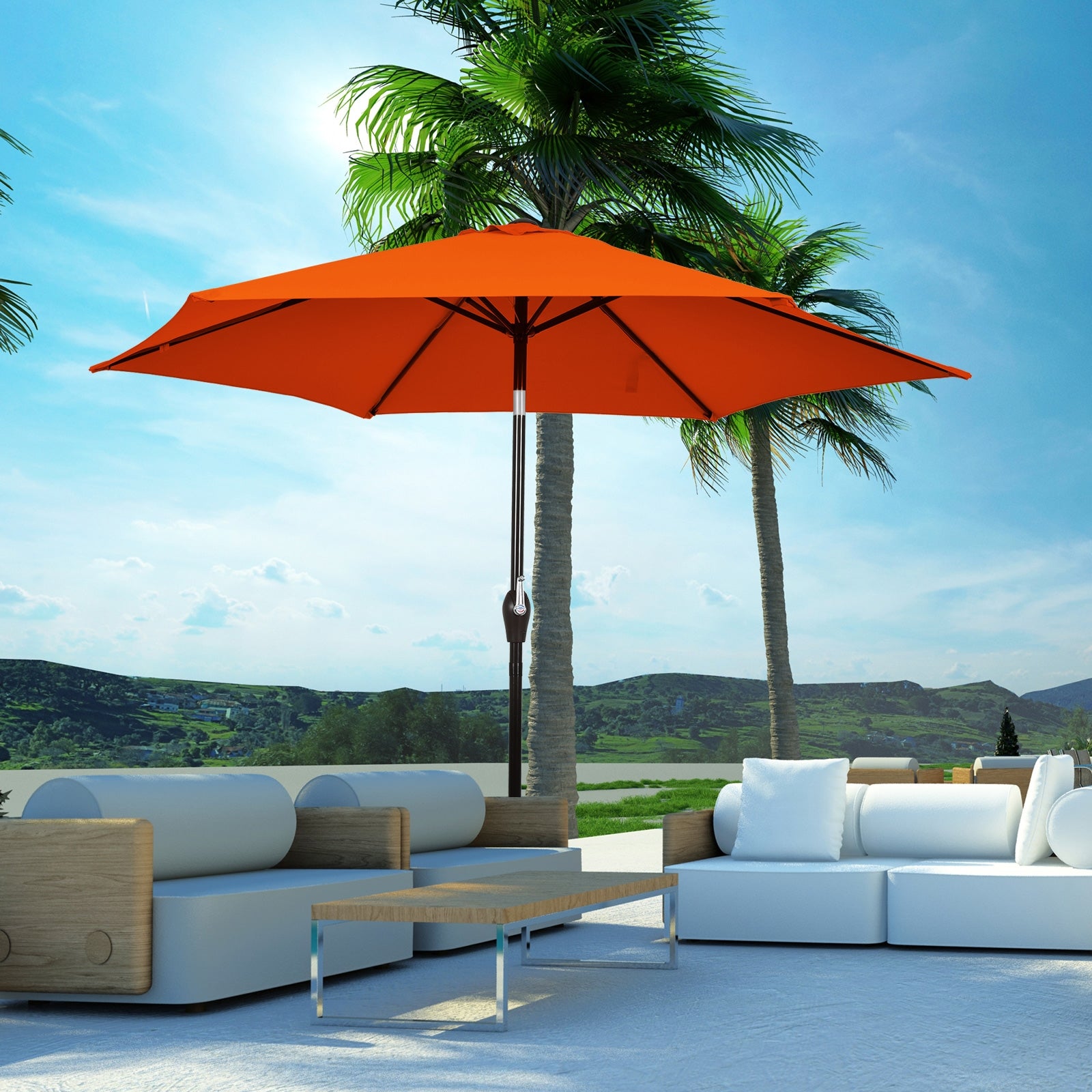 10 Feet Outdoor Patio Umbrella, Tilt Crank, Orange Outdoor Umbrellas at Gallery Canada