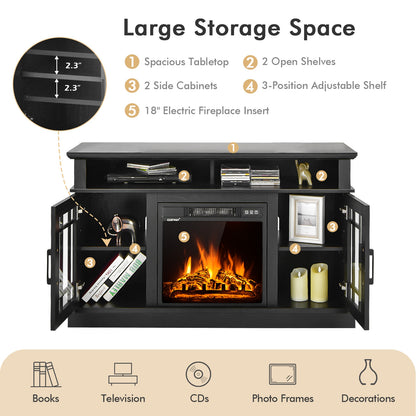 48 Inch Electric Fireplace TV Stand, For TVs Up To 55 Inch, Black Entertainment Centers & TV Stands at Gallery Canada
