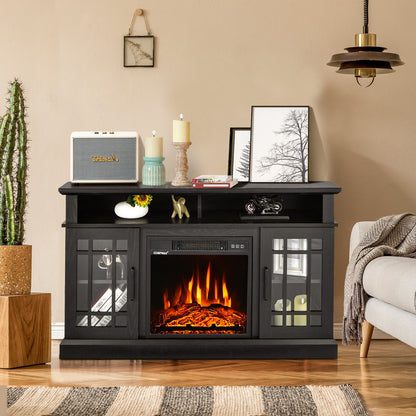 48 Inch Electric Fireplace TV Stand, For TVs Up To 55 Inch, Black Entertainment Centers & TV Stands at Gallery Canada