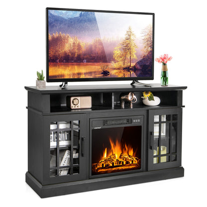 48 Inch Electric Fireplace TV Stand, For TVs Up To 55 Inch, Black Entertainment Centers & TV Stands at Gallery Canada