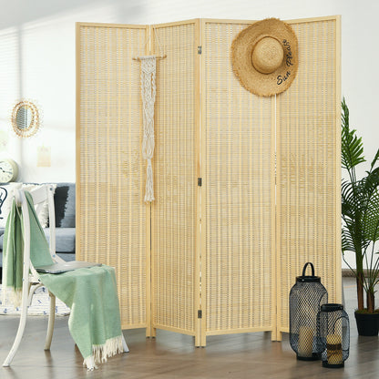 6 ft 4 Panel Portable Folding Room Divider Screen, Natural Room Dividers at Gallery Canada