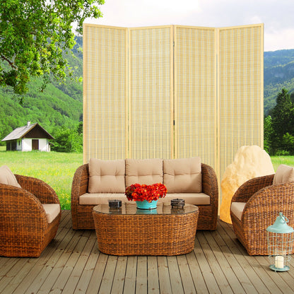 6 ft 4 Panel Portable Folding Room Divider Screen, Natural Room Dividers at Gallery Canada