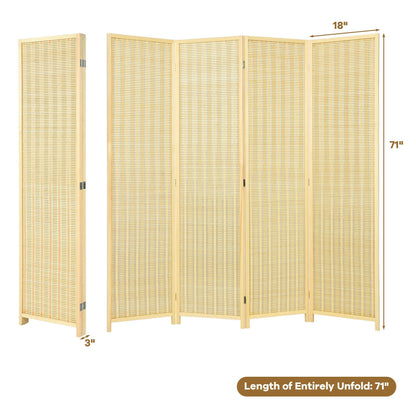 6 ft 4 Panel Portable Folding Room Divider Screen, Natural Room Dividers at Gallery Canada